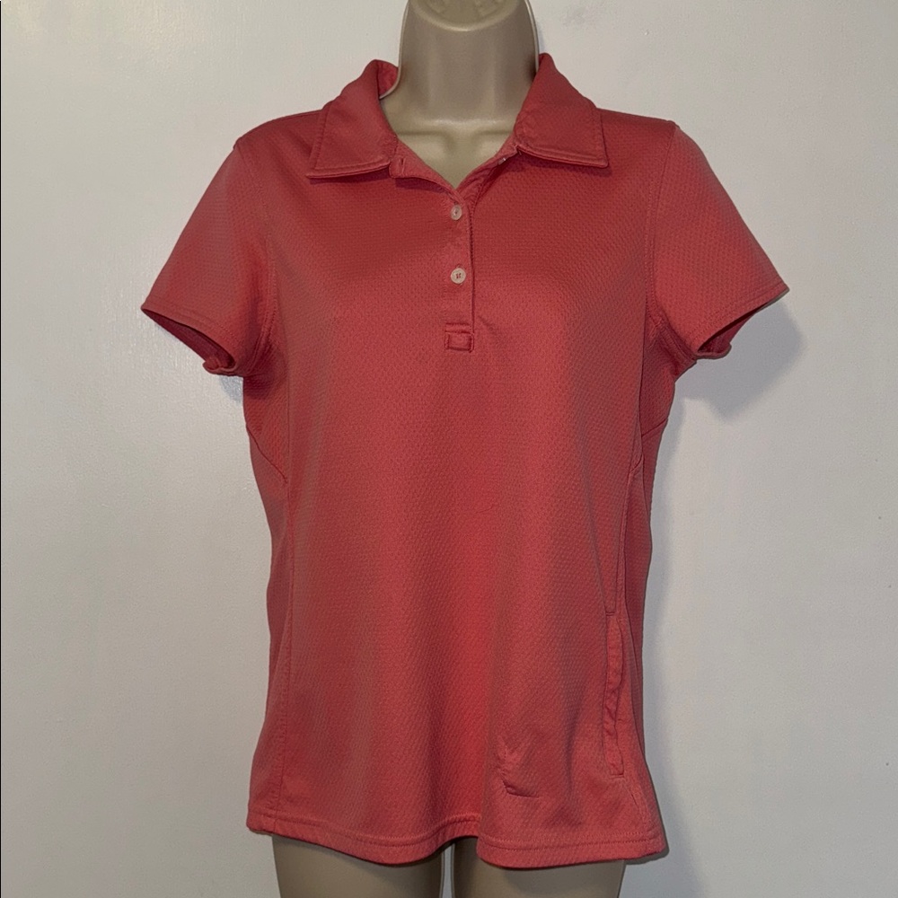 LL Bean Trail Polo Short Sleeve Shirt Coral Women's M Medium